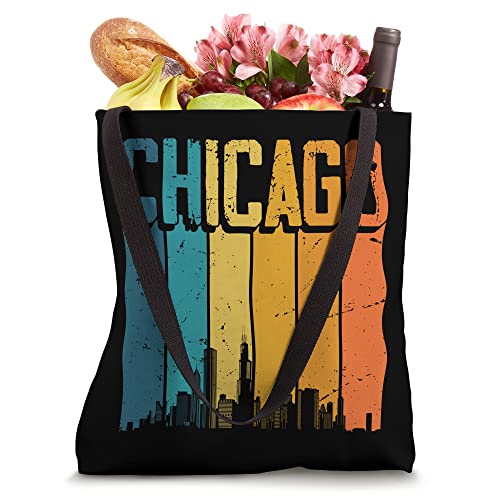 Chicago USA Retro Vintage Sunset Skyline Chicago Tote Bag