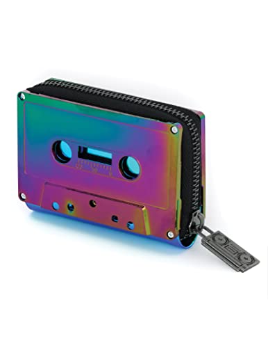 Fydelity Retro Cassette Tape Wallet Case Credit Cards and Cash Cassette Wallet Zipper Wallet Colorful Women's Cute Wallet Vintage Wallet Retro Wallets Purse Card Holder Wallet for Women Electro Black