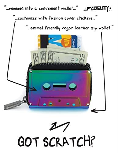 Fydelity Retro Cassette Tape Wallet Case Credit Cards and Cash Cassette Wallet Zipper Wallet Colorful Women's Cute Wallet Vintage Wallet Retro Wallets Purse Card Holder Wallet for Women Electro Black