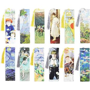 tassel bookmarks, impressionist art (7 x 2 in, 24 pack)