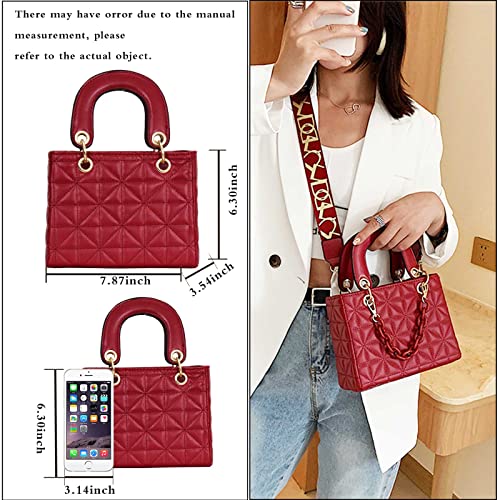 AyTotoro Purses and Handbags for Women Fashion Ladies PU Leather Top Handle Satchel Shoulder Tote Quilted Crossbody Bags (small Burgundy)