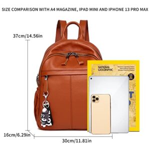 Wesccimo Genuine Leather Backpack Purse For Women Large Travel Bag Fashion Backpack Anti Theft Designer Satchel Brown