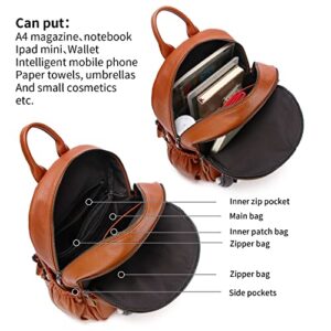 Wesccimo Genuine Leather Backpack Purse For Women Large Travel Bag Fashion Backpack Anti Theft Designer Satchel Brown