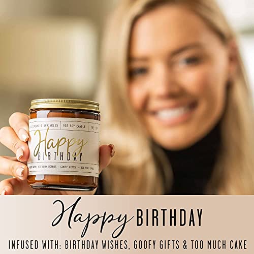 Happy Birthday Candle, Happy Birthday Gifts for Women - Soy Candle, w/ Vanilla Cupcake & Sprinkles I Happy Birthday Candles for Women Friends Bday I 9oz Reusable Glass Jar, 50Hr Burn Time, Made in USA