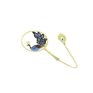 yueton peacock metal bookmarks 24k gold plated brass page marker with metal pendant
