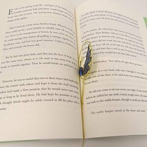 yueton Peacock Metal Bookmarks 24K Gold Plated Brass Page Marker with Metal Pendant