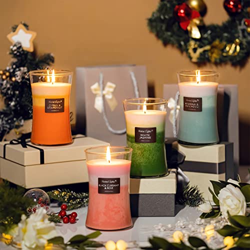 HomeLights 3-Layer Highly Scented Candles - Large Hourglass Candle for Home - Verbena & Patchouli, Aromatherapy Candles Burns Up to 100 Hours, Natural Soy Wax, 21.52oz