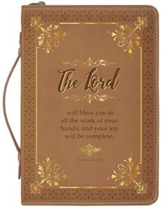 divinity boutique the lord bless you deuteronomy brown and gold medium faux leather bible cover