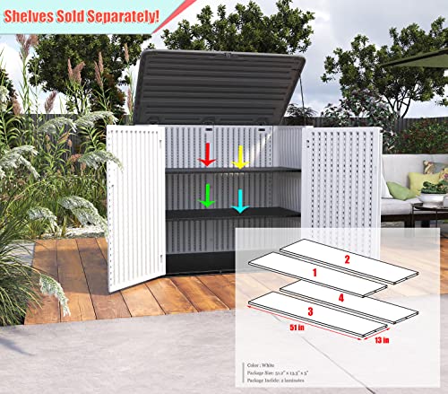 ADDOK 2SG Larger Horizontal Storage Shed Weather Resistance, 4.4 x 2.8 ft Outdoor Storage Cabinet Lockable, Thick HDPE Plastic Storage Unit for Backyards, Patio, Garden（37 Cu. ft）