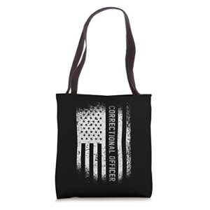 correctional officer with american flag tote bag