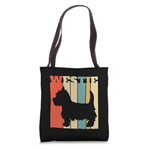 westie west highland terrier owner retro vintage tote bag
