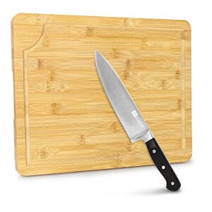 large bamboo cutting board & chef knife set, home essentials kitchen accessories, butcher block chopping board, stainless steel meat butcher knife – 8 inch forged chefs knife kitchen knives
