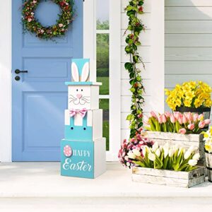 glitzhome 24.5″ h double sided wooden porch decor easter and july 4th, easter bunny uncle sam nesting boxes with lid decorative boxes for national day easter