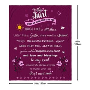 Tsefiwo Mothers Day Aunt Gifts from Niece Aunt Birthday Gift Best Aunt Ever Gifts Aunt Gifts from Nephew Birthday Gift for Aunt Birthday Gifts Ideas Throw Blankets 60"x50"
