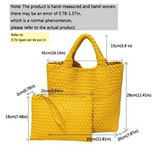 Fashion Woven Bag Shopper Bag Travel Handbags and Purses Women Tote Bag Large Capacity Shoulder Bags(Gun silver)