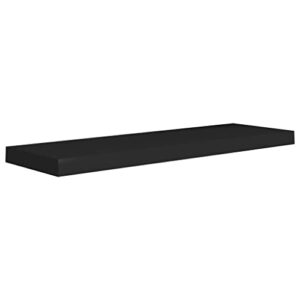 SOONHUA Floating Wall Shelves Stylish Hanging Shelf Wall Mounted Display Ledges Wall Bookshelf MDF Living Room Storage Shelves 4 pcs Black 31.5"x9.3"x1.5" MDF