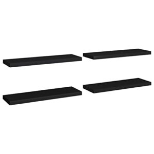 SOONHUA Floating Wall Shelves Stylish Hanging Shelf Wall Mounted Display Ledges Wall Bookshelf MDF Living Room Storage Shelves 4 pcs Black 31.5"x9.3"x1.5" MDF