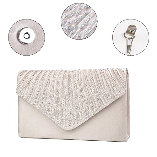 adoranda Satin Clutch Purses for Women Envelope Evening Bag for Wedding Party Proom Bridal clutch Handbag