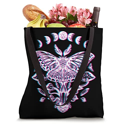 Glitch Lunar Moth Moon Phases Crystals Mushrooms Tote Bag