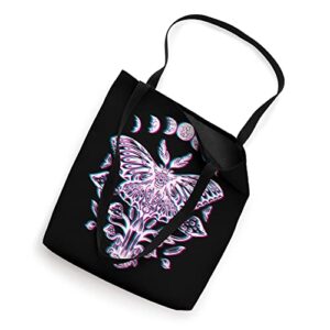 Glitch Lunar Moth Moon Phases Crystals Mushrooms Tote Bag