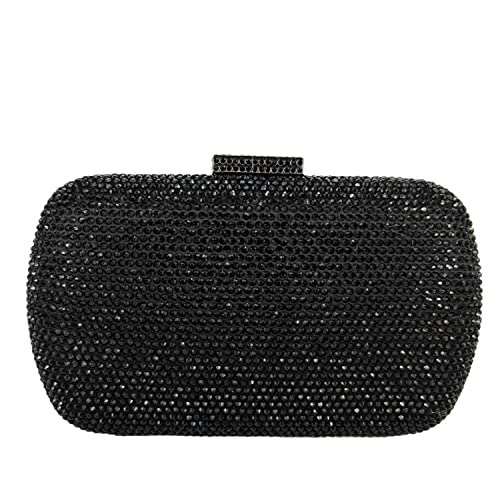 Boutique De FGG Bling Evening Bags and Clutches for Women Formal Party Crystal Clutch Bag Wedding Rhinestone Handbags (Small,black)