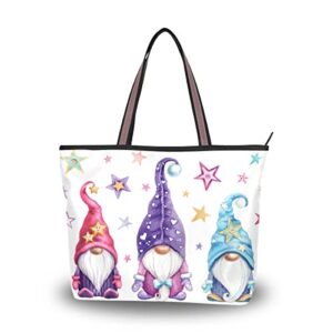 magic gnomes with stars handbags for women tote bag large capacity top handle shopper shoulder bag
