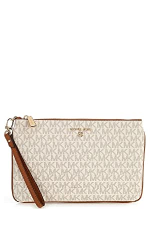 Michael Kors Jet Set Charm Large Top Zip Wristlet Vanilla/Acorn One Size