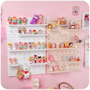 cherse kawaii room decor cute floating shelves wall storage rack hole plate storage shelf for teen girls dorm bedroom essentials (white)