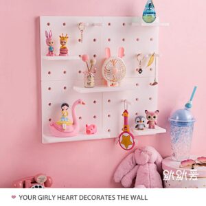 CHERSE Kawaii Room Decor Cute Floating Shelves Wall Storage Rack Hole Plate Storage Shelf for Teen Girls Dorm Bedroom Essentials (White)