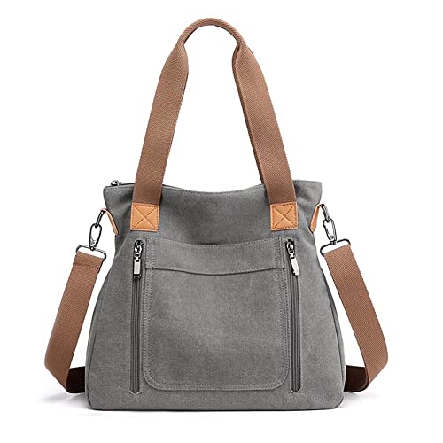 SULCET Canvas Handbag for Women Cloth Tote Shoulder Purses Hobo Casual Crossbody Bag Large Top Handle Shopper Bag