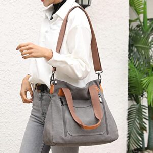 SULCET Canvas Handbag for Women Cloth Tote Shoulder Purses Hobo Casual Crossbody Bag Large Top Handle Shopper Bag