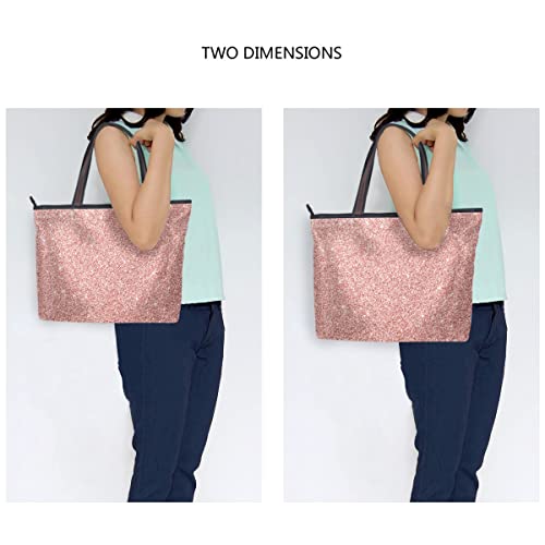 Rose Gold Tote Handbags for Women Large Capacity Work Purse Designer Shoulder Bags