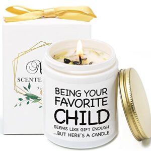 gifts for father from daughter and son, being your favorite child candle, birthday father’s day mother’s day gift for mom (white)
