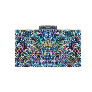 gets acrylic purses and handbags for women multicolor purses and handbags shoulder elegant banquet evening bags (blue)