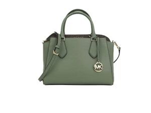 michael kors daria large army green pebble leather triple compartment satchel handbag