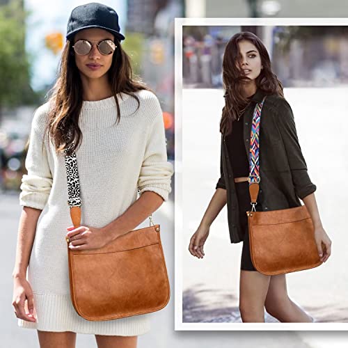 AUYOCO Vegan Leather Crossbody Bags for Women, Crossbody Purse with 2 Guitar Straps Zipped Pockets Handbag Shoulder Bag