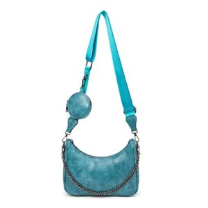 small crossbody hobo handbags for women, multipurpose soft shoulder bag lightweight retro tote bag with coin purse 2pcs/set