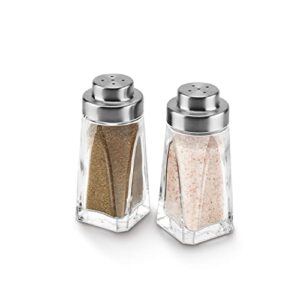 Glass Salt and Pepper Shakers Set - Aelga Salt Shaker with Stainless Steel Lid - Elegant Farmhouse Kitchen Decoration(2pcs)