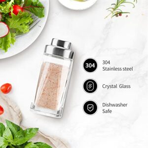 Glass Salt and Pepper Shakers Set - Aelga Salt Shaker with Stainless Steel Lid - Elegant Farmhouse Kitchen Decoration(2pcs)