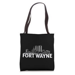 fort wayne indiana usa city skyline silhouette outline tote bag