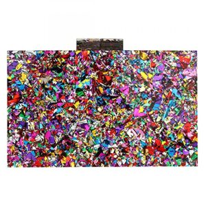 acrylic purses women clutches evening bags multicolor perspex geometric patterns box clutch wedding prom party (multi-colored)