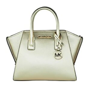 Michael Kors Avril Small Top Zip Satchel Shoulder Crossbody Leather Bag In Pale Gold