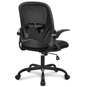 primy office chair ergonomic desk chair with adjustable lumbar support and height, swivel breathable desk mesh computer chair with flip up armrests for conference room (black)