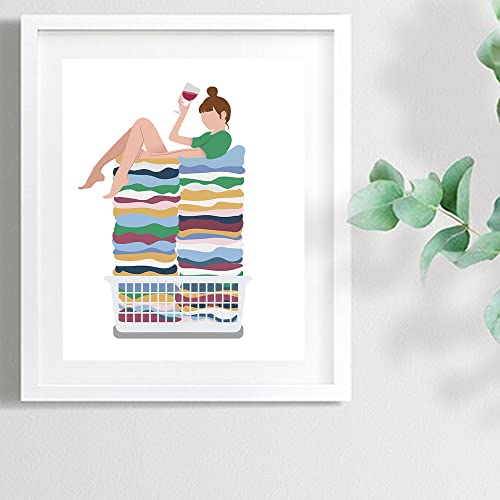 SUUURA-OO Laundry Room Wall Art Decor Prints Set of 4(8"x10" Unframed), Creative Illustration Laundry Room Rules Humorous Laundry Sign Posters for Women Mom Girl Sister Laundry Room