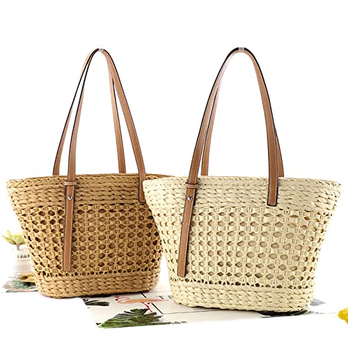 Handwoven Straw Vintage Purse Bag Hollow Out Straw Beach Bag Handbag Shoulder Bag Beach Sea Tote Basket Rattan Vacation Bag