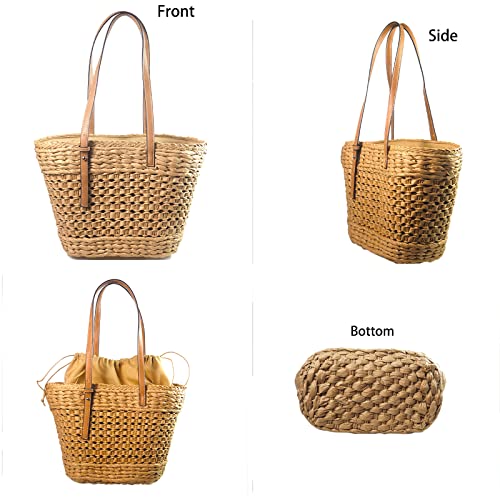 Handwoven Straw Vintage Purse Bag Hollow Out Straw Beach Bag Handbag Shoulder Bag Beach Sea Tote Basket Rattan Vacation Bag