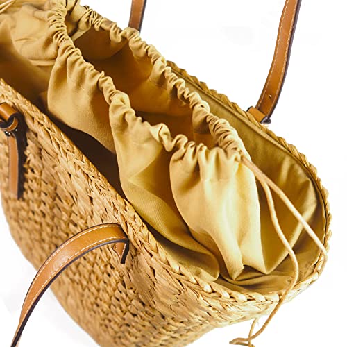 Handwoven Straw Vintage Purse Bag Hollow Out Straw Beach Bag Handbag Shoulder Bag Beach Sea Tote Basket Rattan Vacation Bag