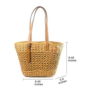 Handwoven Straw Vintage Purse Bag Hollow Out Straw Beach Bag Handbag Shoulder Bag Beach Sea Tote Basket Rattan Vacation Bag