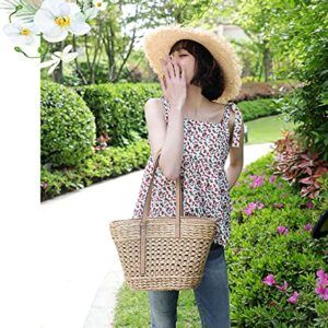 Handwoven Straw Vintage Purse Bag Hollow Out Straw Beach Bag Handbag Shoulder Bag Beach Sea Tote Basket Rattan Vacation Bag