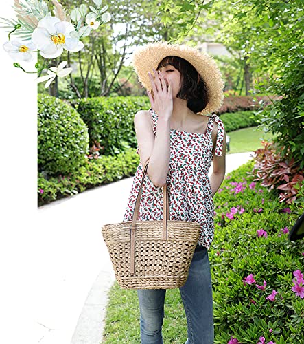 Handwoven Straw Vintage Purse Bag Hollow Out Straw Beach Bag Handbag Shoulder Bag Beach Sea Tote Basket Rattan Vacation Bag